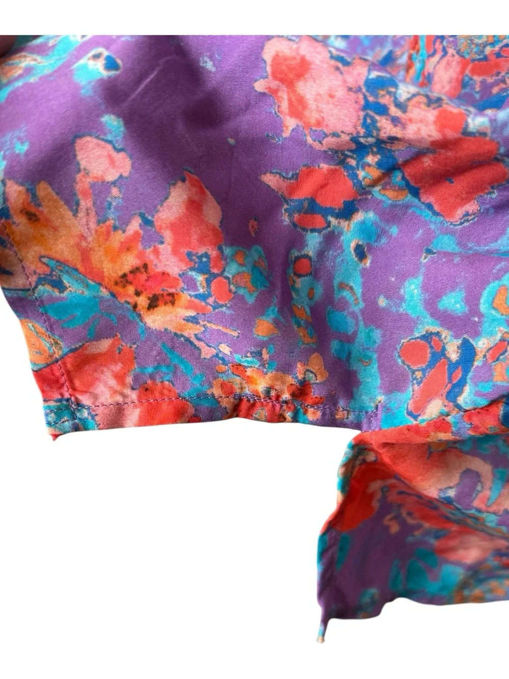 Tolani Collection Edith Modal Top Size 2X Purple Floral 3/4 Sleeves Tassels New - Picture 9 of 15